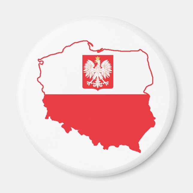 Polen Karta i polska Färg Magnet (Framsidan)