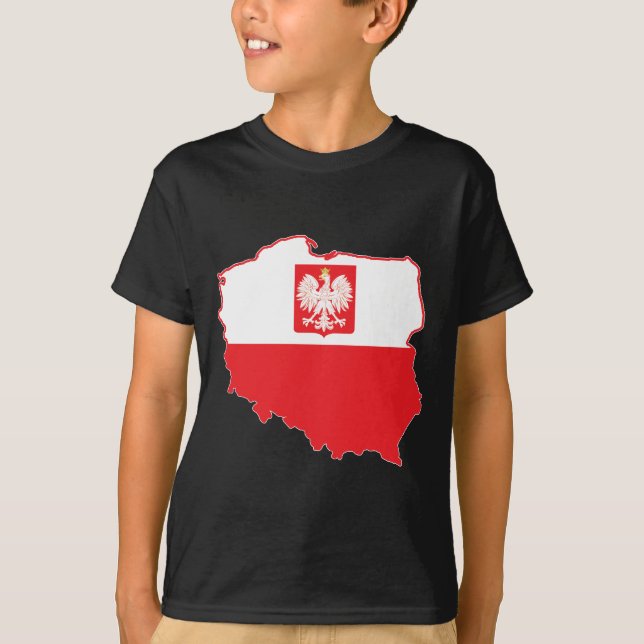 Polen Karta i polska Färg T-shirt (Framsida)