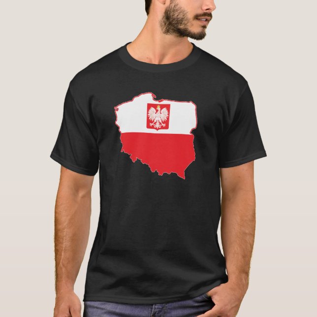 Polen Karta i polska Färg Tee Shirt (Framsida)