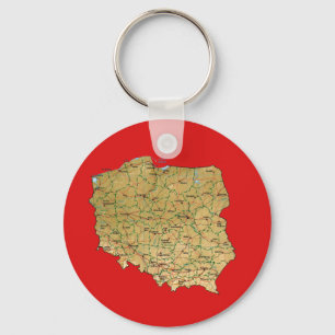 Polen karta Keychain Nyckelring