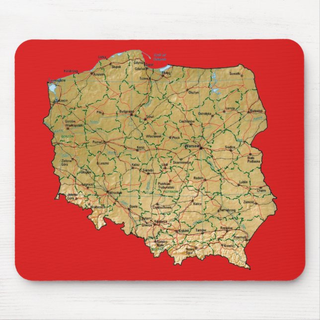 Polen karta Mousepad Musmatta (Framsidan)