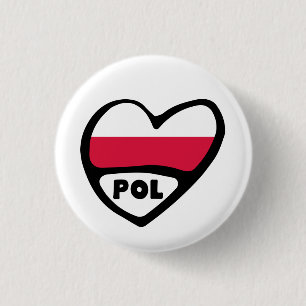 Polen land kodifierar flaggahjärta klämmer fast knapp