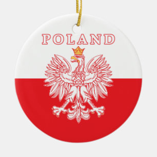 Polen med den röda polska örnen julgransprydnad keramik