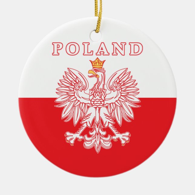 Polen med den röda polska örnen julgransprydnad keramik (Framsidan)