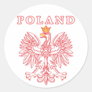 Polen med den röda polska örnen runt klistermärke