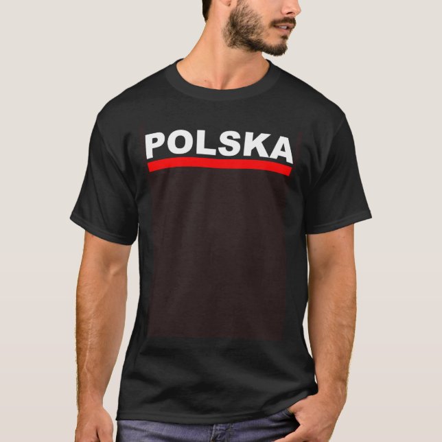 Polen med polsk Flagga T Shirt (Framsida)