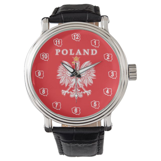 Polen med rött polskt öre armbandsur (Framsida)