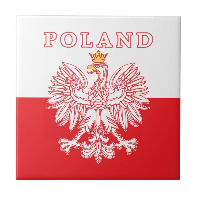 Polen med rött polskt öre kakelplatta (Framsidan)