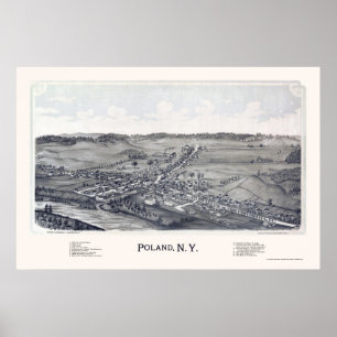 Polen, NY Panoramic Karta - 1890 Poster