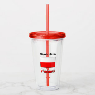 Polen och polsk flagga med ditt namn take away mugg