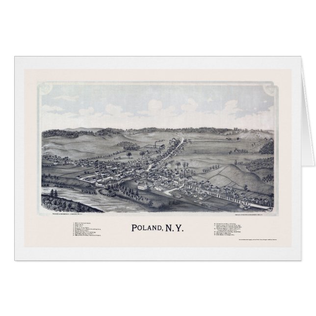 Polen panorama- karta för NY - 1890 Hälsningskort (Framsidan Horizontal)