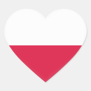 Polen (polsk) Flagga Hjärtformat Klistermärke