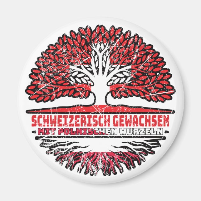 Polen Polsk Schweiz Schweiz Träd Rot Magnet (Framsidan)