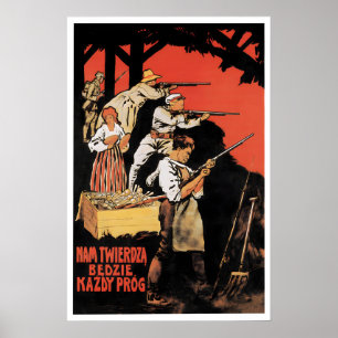 Polen Propaganda Polsk-sovjetiska kriget 1920-tale Poster