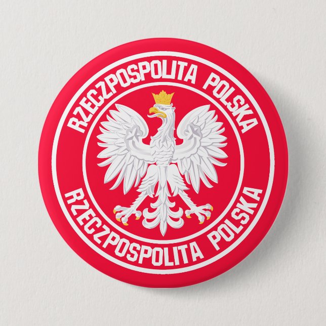 Polen Round Emblem Knapp (Framsida)