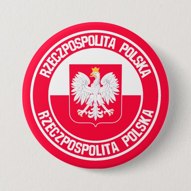 Polen Round Emblem Knapp (Framsida)