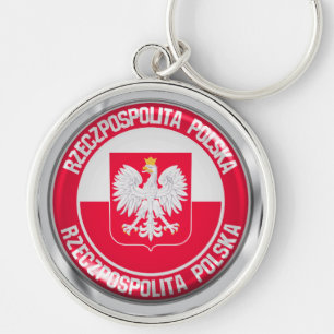 Polen Round Emblem Rund Silverfärgad Nyckelring