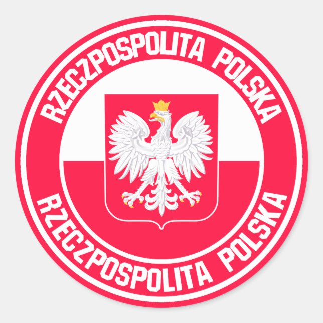 Polen Round Emblem Runt Klistermärke (Framsida)