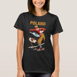 Polen skidåkare vinter retro resor t-shirt