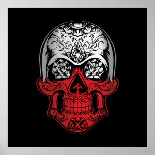 Polen Skull och Ro Flagga Poster