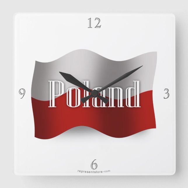 Polen som vinkar flagga fyrkantig klocka (Framsida)