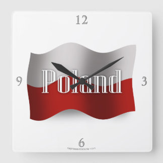 Polen som vinkar flagga fyrkantig klocka