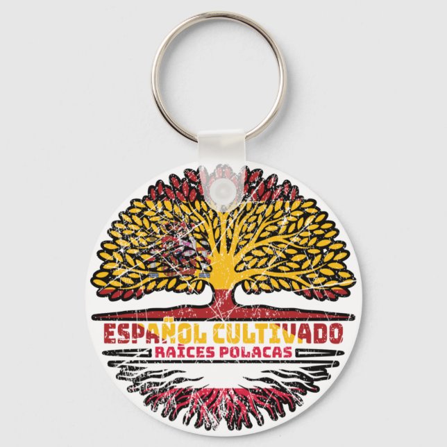 Polen, Spanien, Spanien, Träd, Flagga Nyckelring (Framsida)
