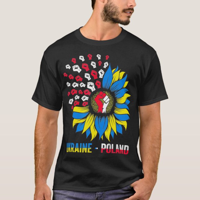 Polen står för Ukraina Polska Ukraina Ukraina Flag T Shirt (Framsida)