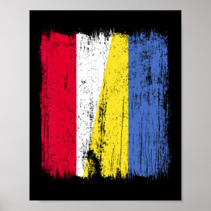 Polen Ukraina Halv Flagga Polsk Ukrainskt Kulturar Poster