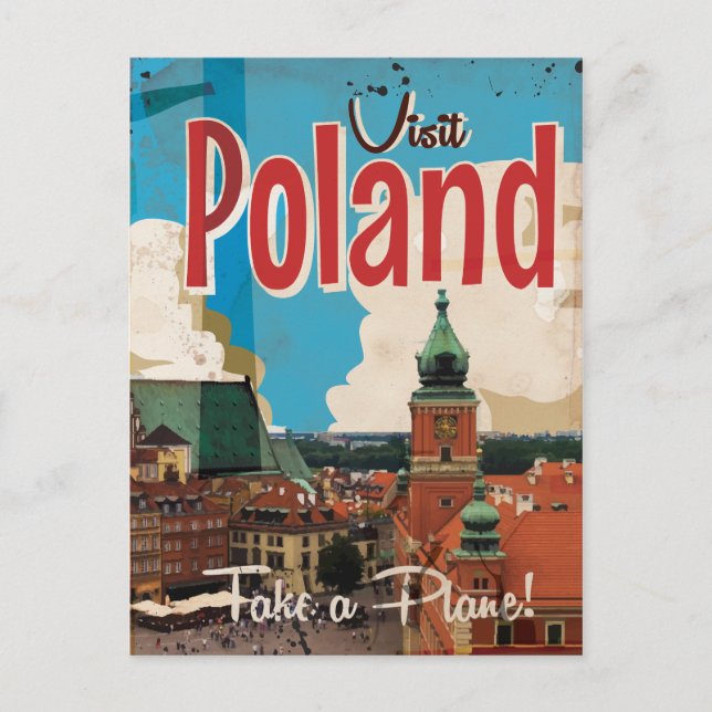 Polen Vintage Resa Affisch Vykort (Framsida)