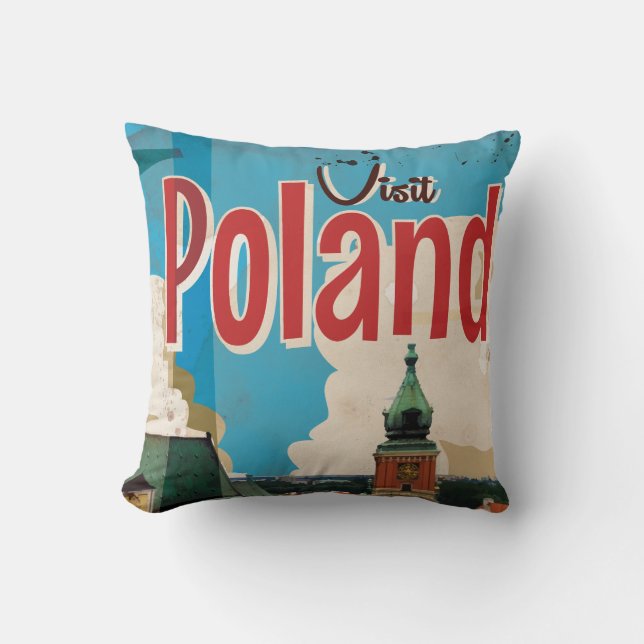 Polen Vintage resor Poster Kudde (Framsida)