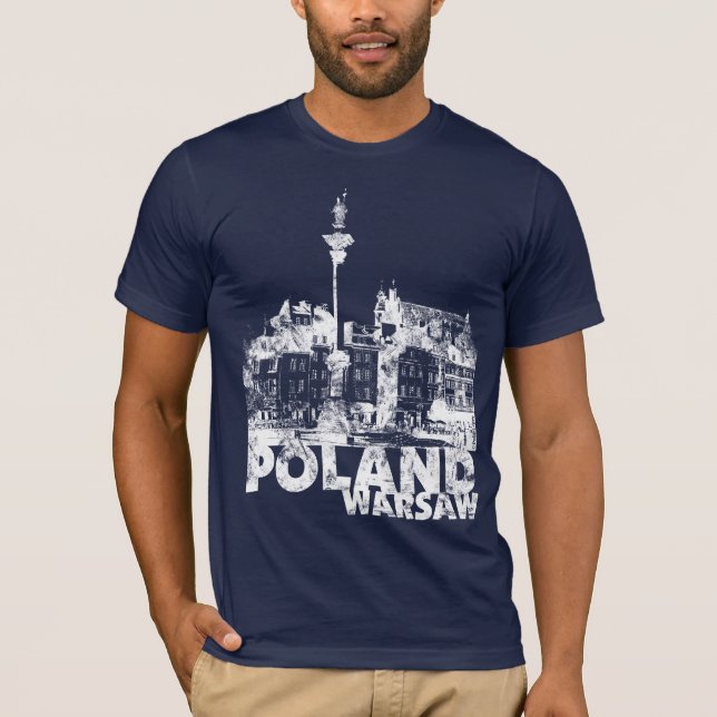 Polen Warsaw på mörk Tee Shirt (Framsida)