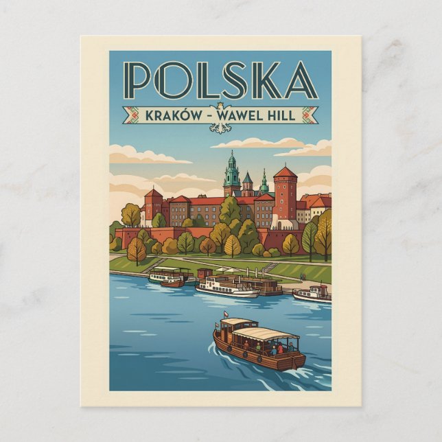 Polen Wawel Royal Castle Illustration Resa Konst  Vykort (Framsida)