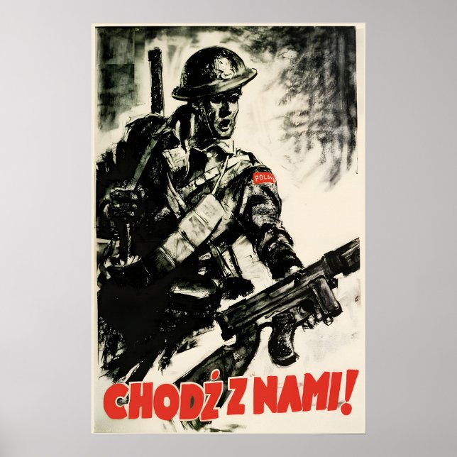 Polen WWII-propagandaposter Kom med oss Poster (Framsidan)