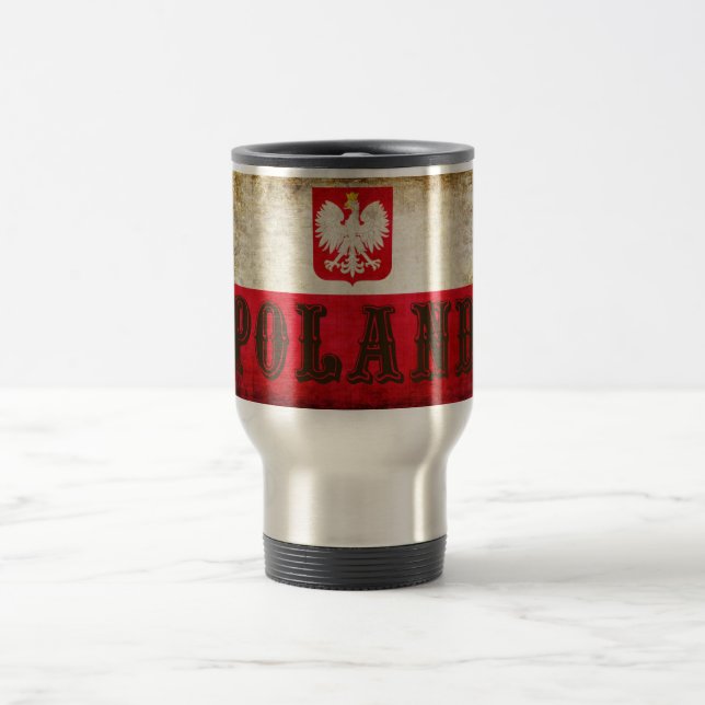Polens flagga grunge resemugg (Center)