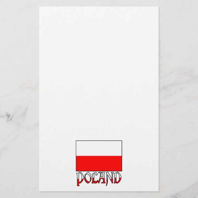 Polens flagga & namn brevpapper (Framsida)