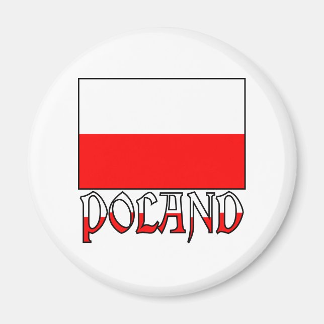 Polens flagga & namn magnet (Framsidan)