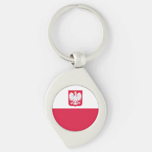 Polens flagga swirl silverfärgad nyckelring