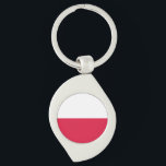 Polens flagga swirl silverfärgad nyckelring<br><div class="desc">Patriotisk flagga av Polen.</div>