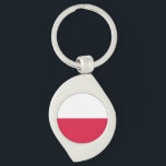 Polens flagga swirl silverfärgad nyckelring<br><div class="desc">Patriotisk flagga av Polen.</div>