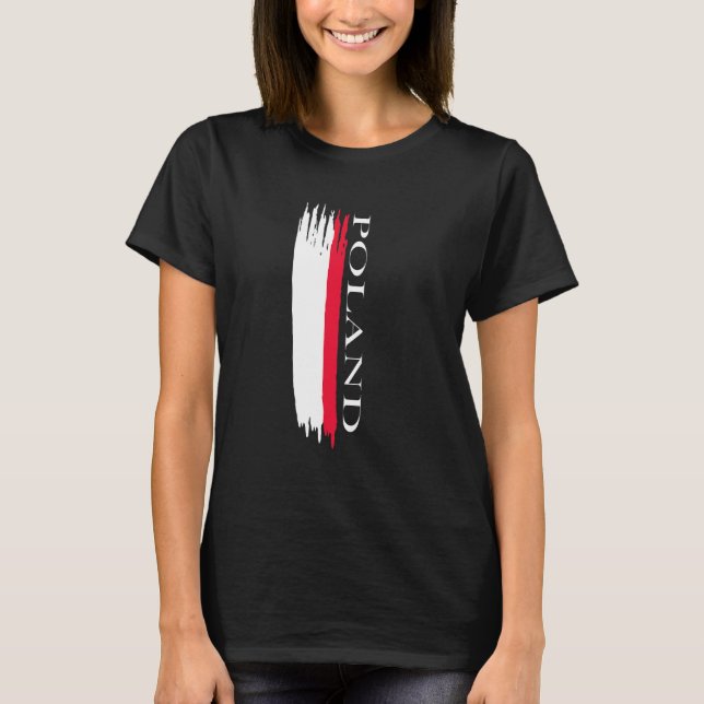 Polens flaggas färgränder t shirt (Framsida)