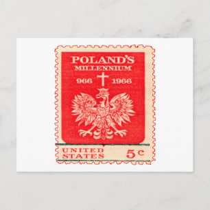 Polens millennium Frimärke Vykort