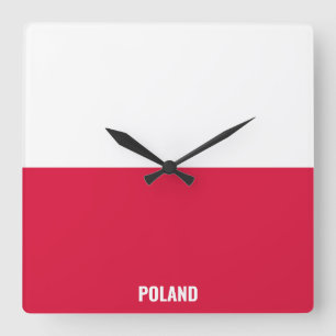 Polens nationella Flagga Patriotic Fyrkantig Klocka