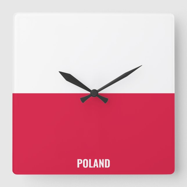 Polens nationella Flagga Patriotic Fyrkantig Klocka (Framsida)