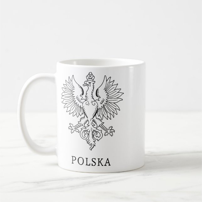 Polens vita örn samtida statssymbol  kaffemugg (Vänster)
