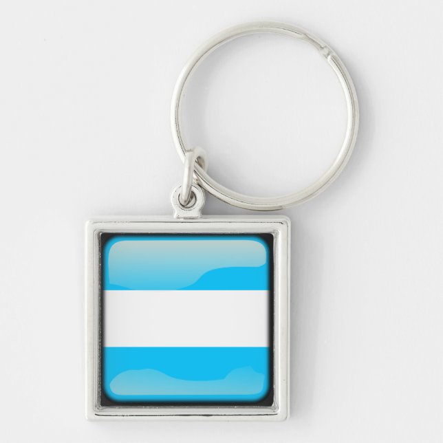 Polerad argentinare fyrkantig silverfärgad nyckelring (Framsidan)