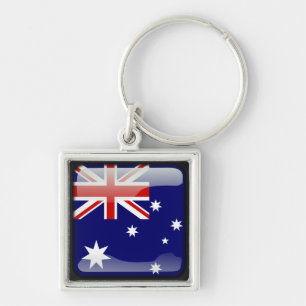 Polerad australier fyrkantig silverfärgad nyckelring
