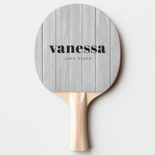 Polerad grå trä minimal modern klassisk namn pingisracket