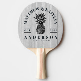 Polerad Grå Trä Tropisk Ananas Bröllopskrona Pingisracket