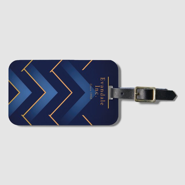 Polerad Navy Guld Chevron Personlig Bagagebricka (Framsida horisontal)